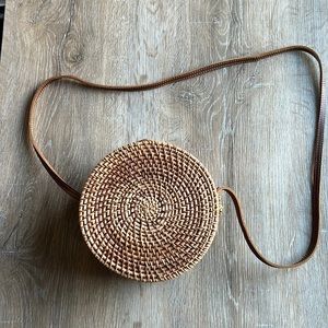 Rattan Round Crossbody Purse